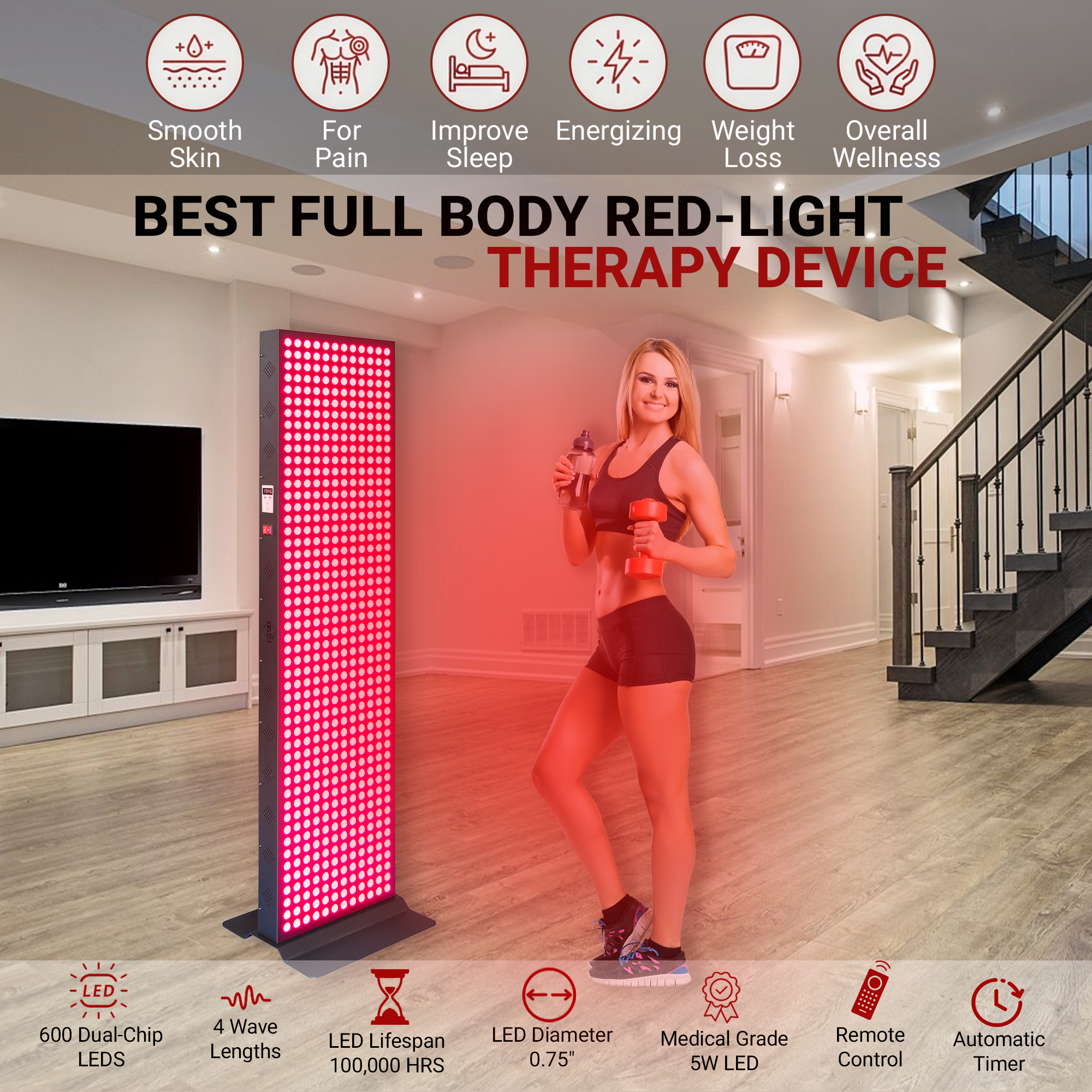 EXESAS 600 | 3000W Dual-chip Red Light Therapy Panel