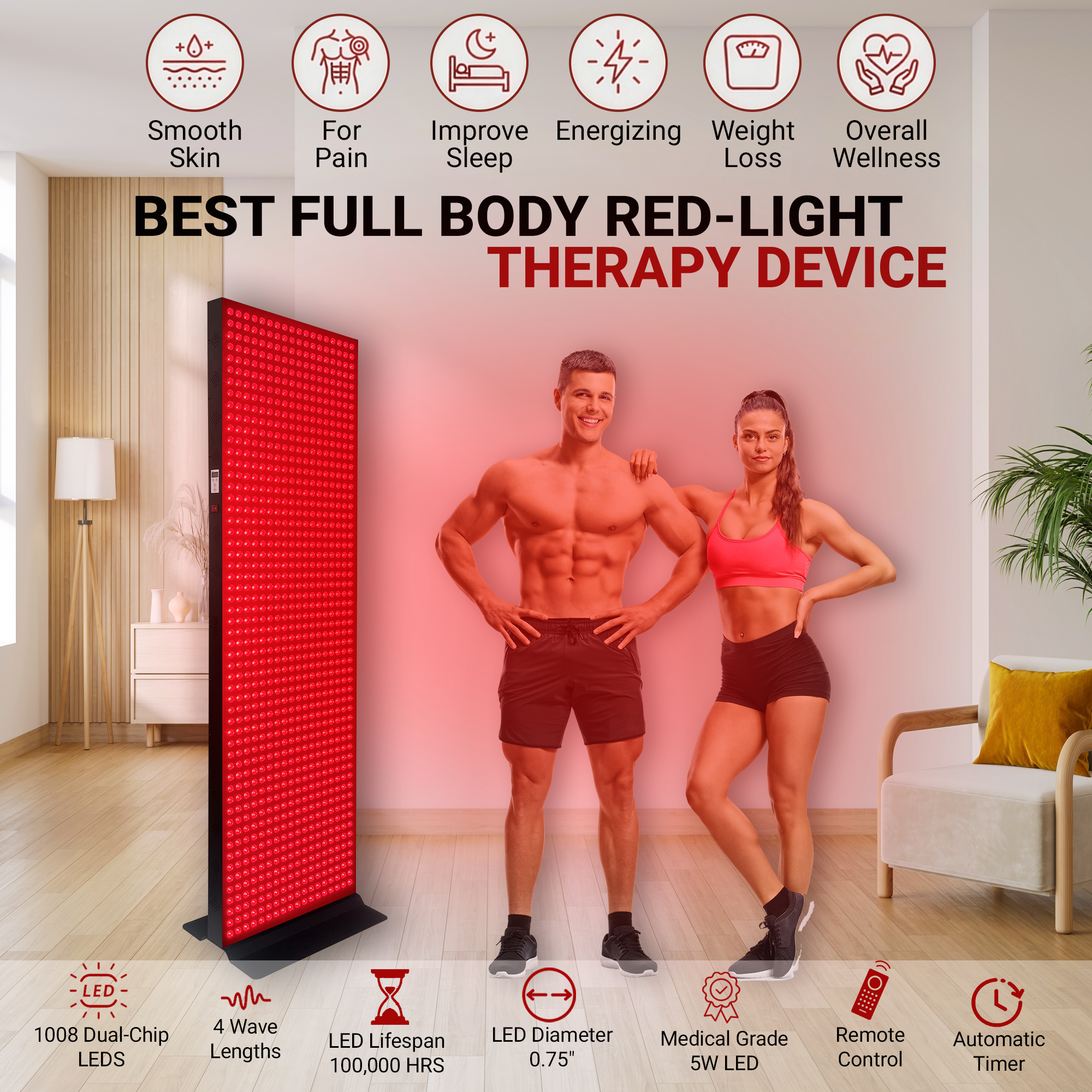 EXESAS 1008 | 5040W Dual-Chip Red Light Therapy Panel
