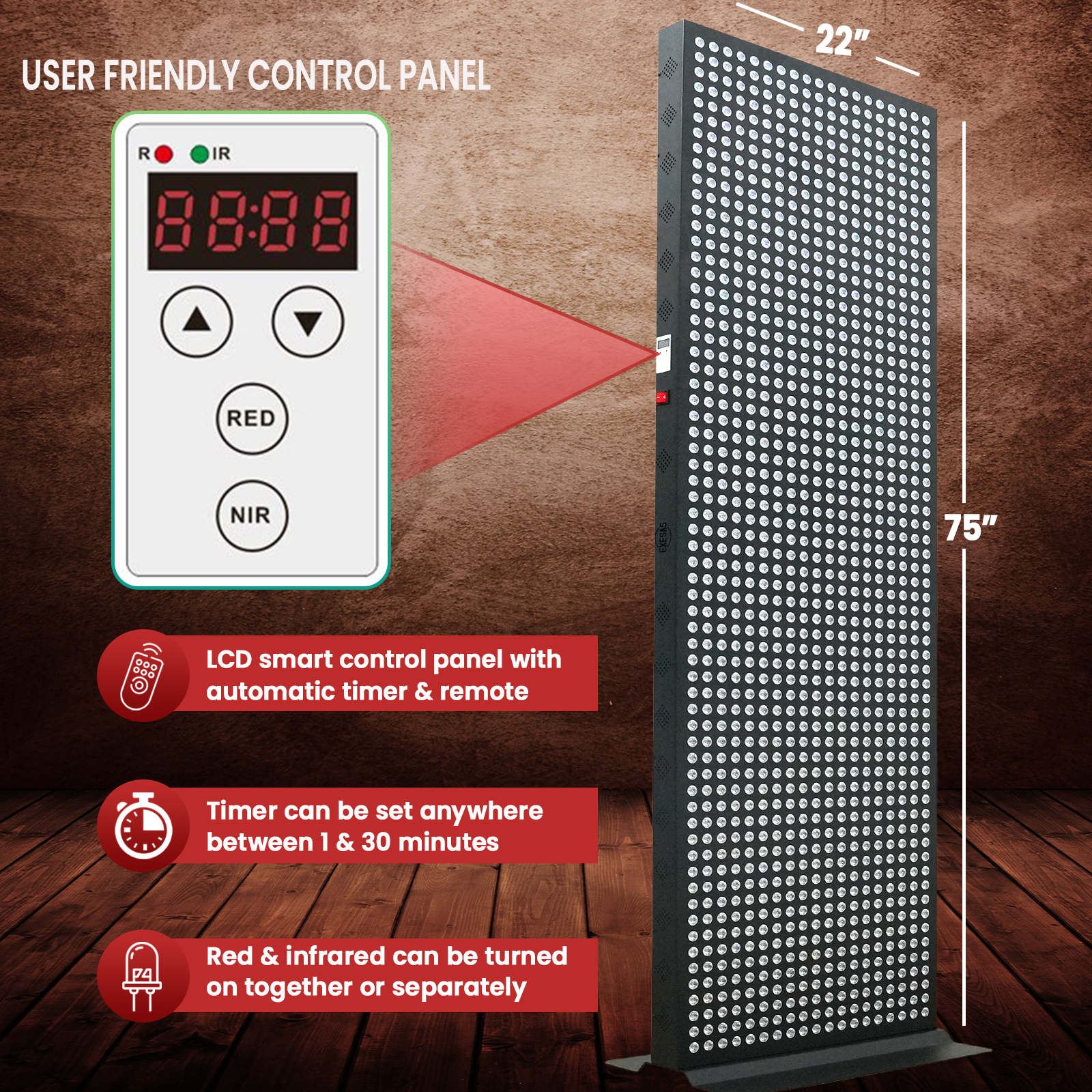 EXESAS 1216 | 6080W Dual-chip Red Light Therapy Panel