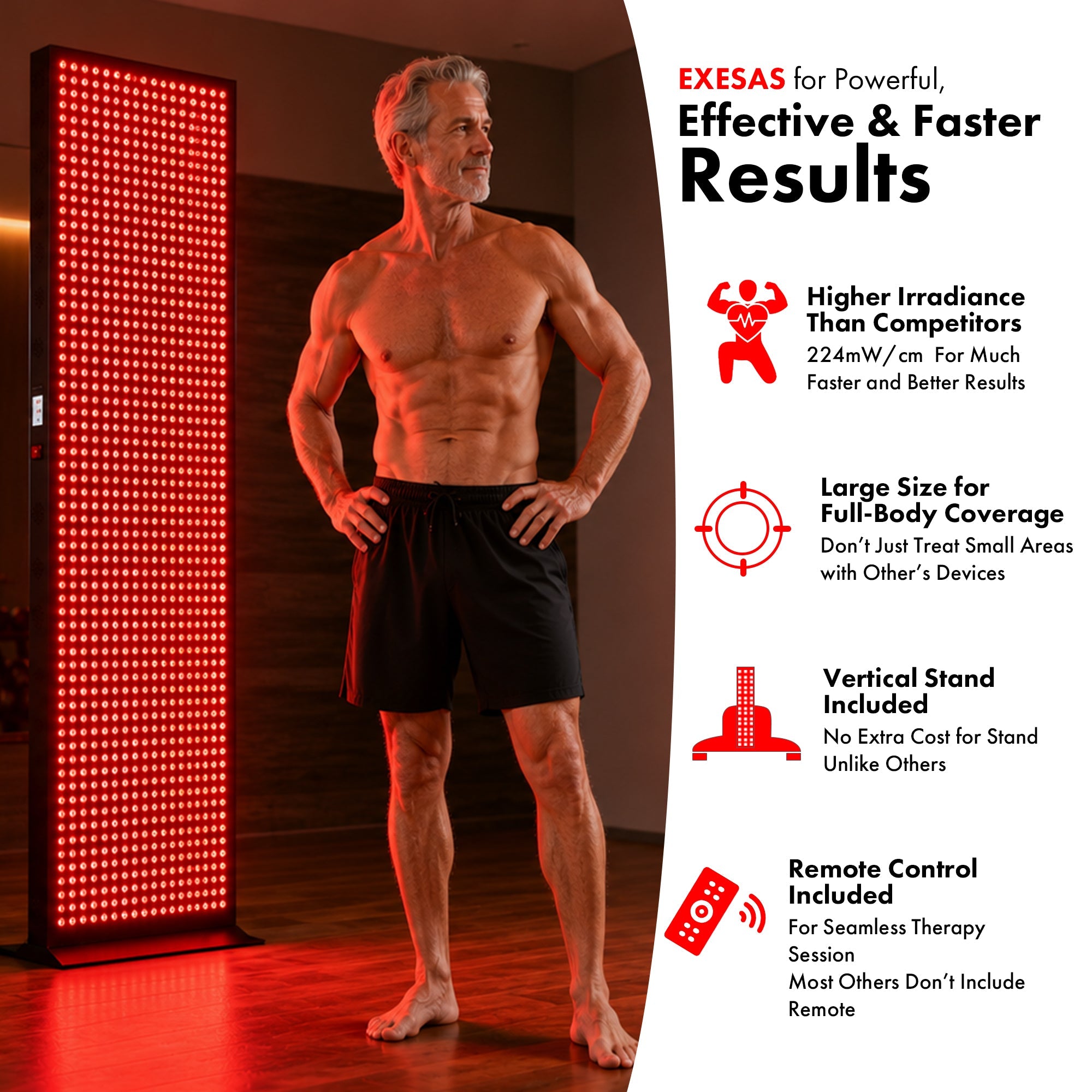 EXESAS 1216 LED Full-Body Red Light Therapy Panel