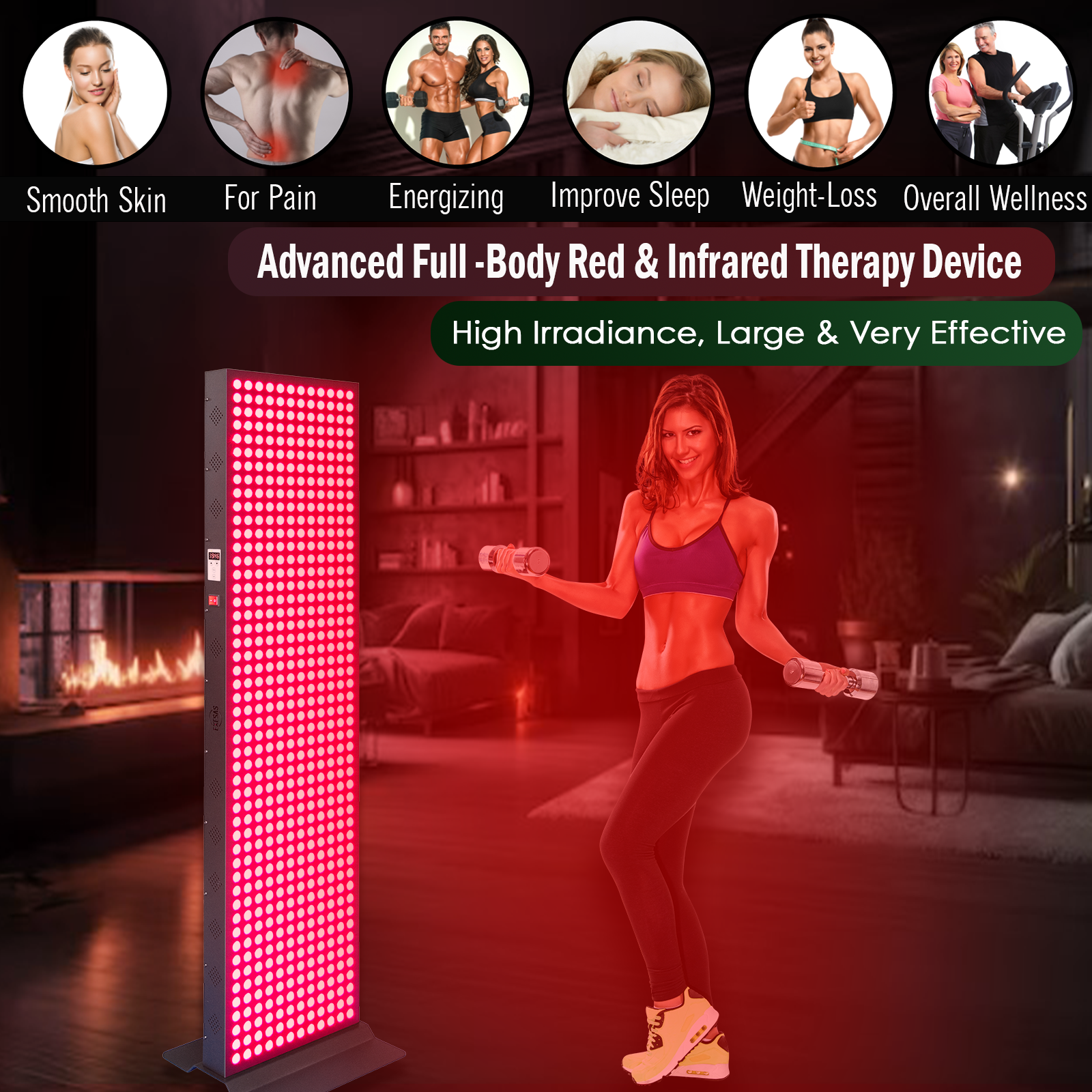 EXESAS | 600 LED Full-Body Red Light Therapy Panel
