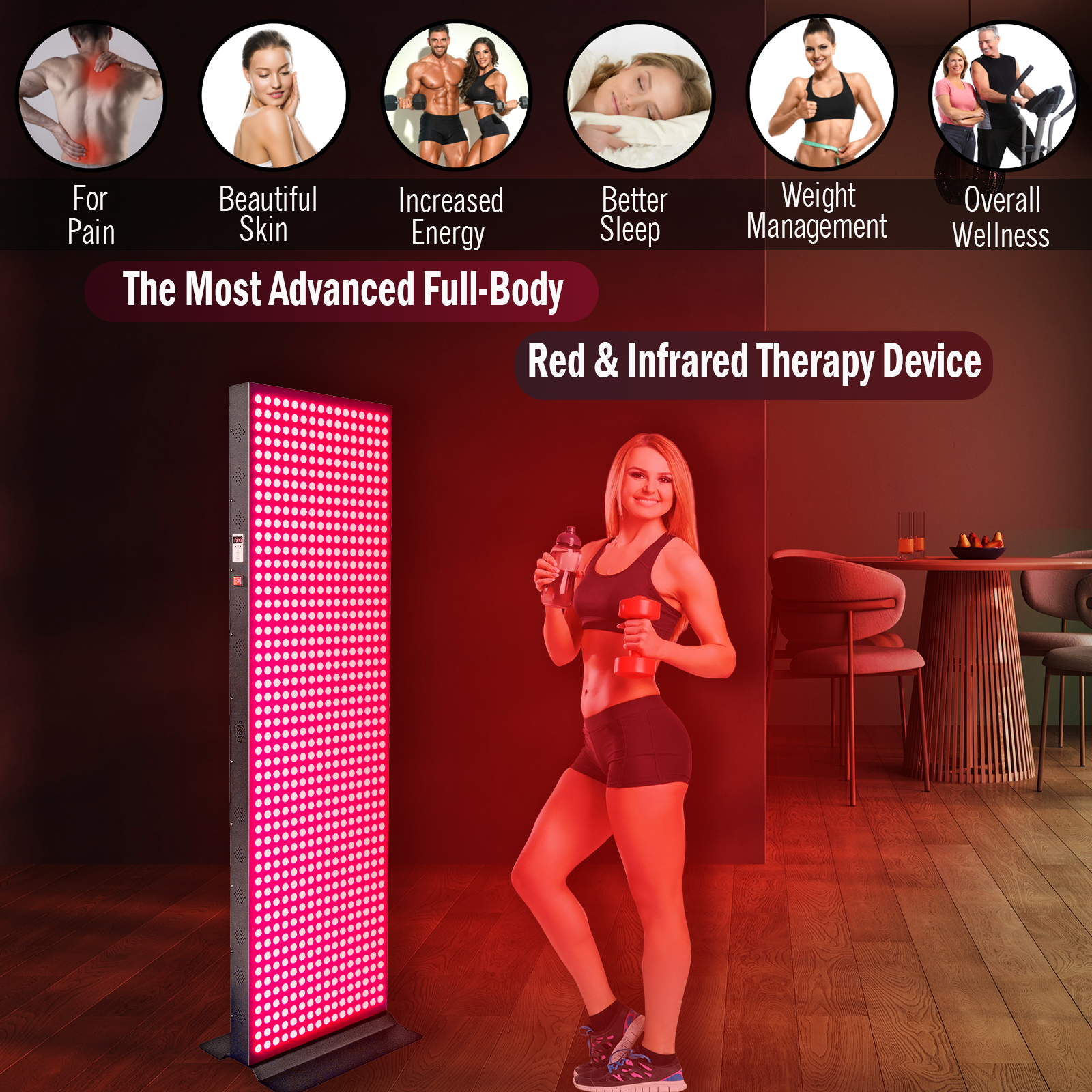 EXESAS | 800 LED Full-Body Red Light Therapy Panel