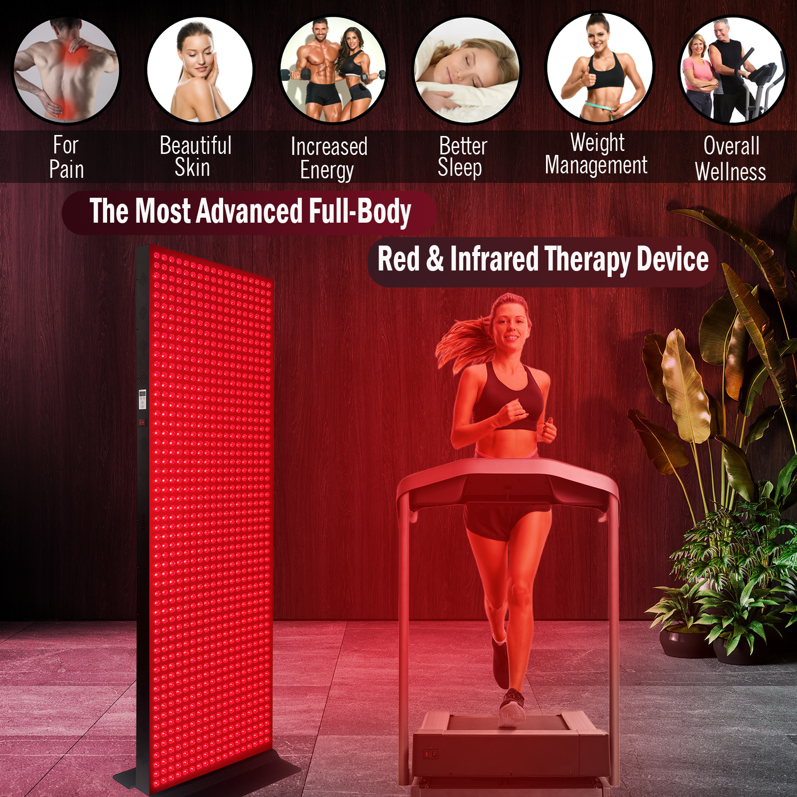 EXESAS 1216 LED Full-Body Red Light Therapy Panel
