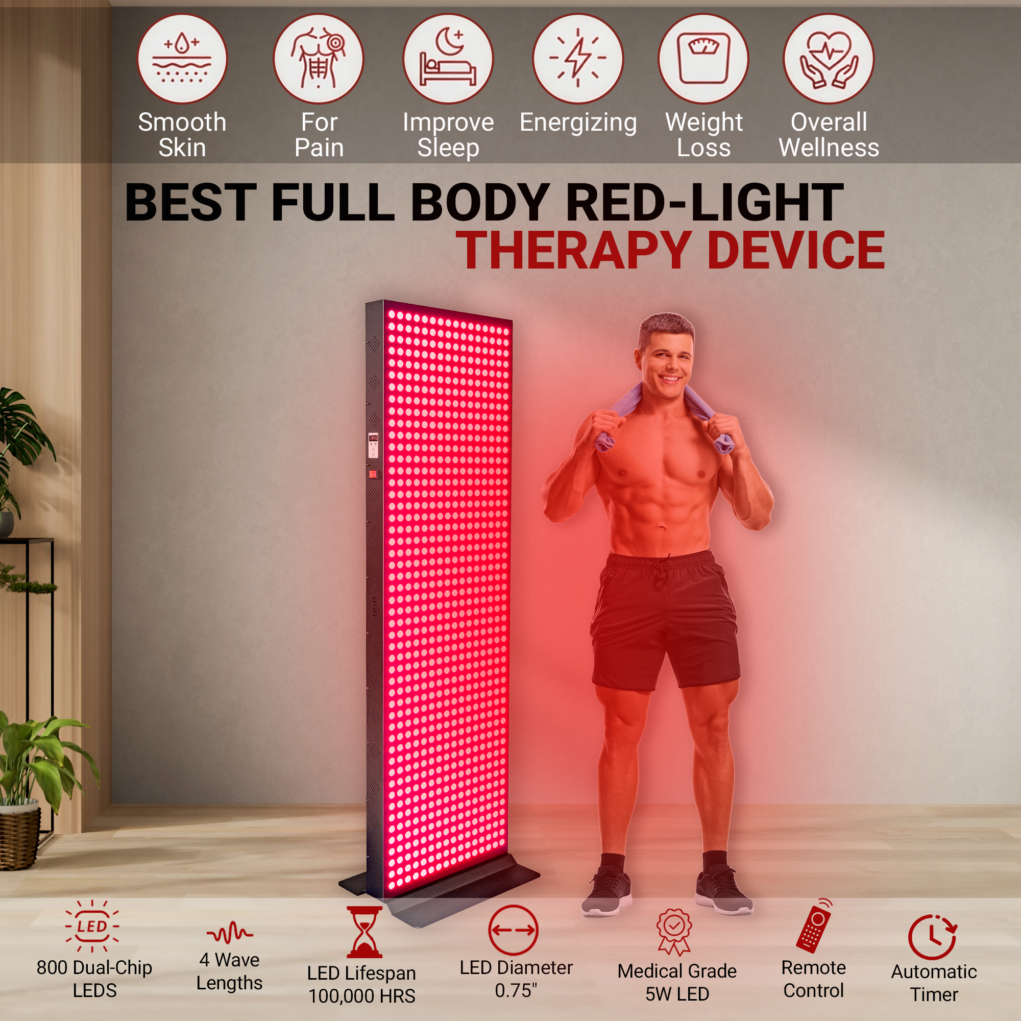 EXESAS 800 | 4000W Dual-chip Red Light Therapy Panel