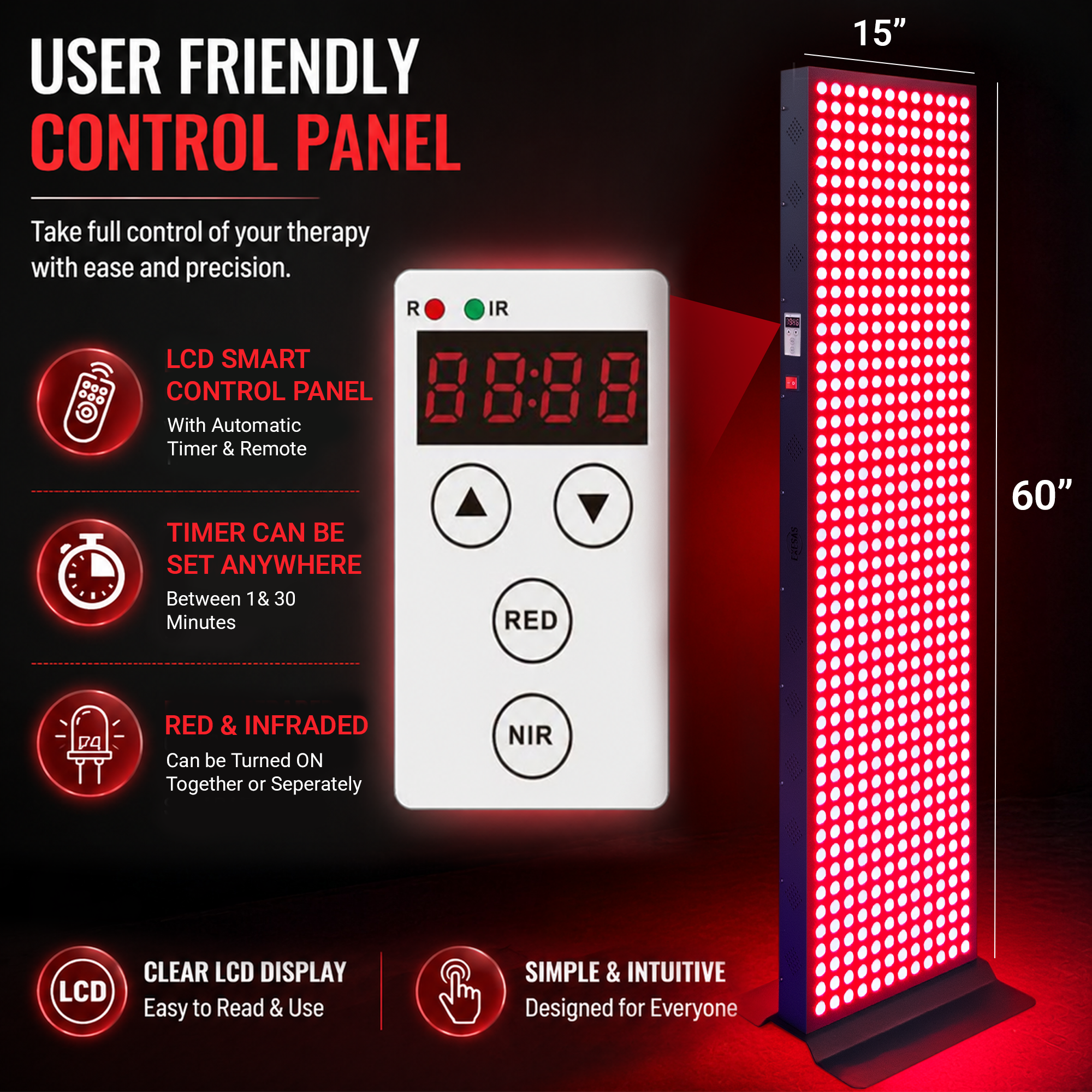 EXESAS 600 | 3000W Dual-chip Red Light Therapy Panel