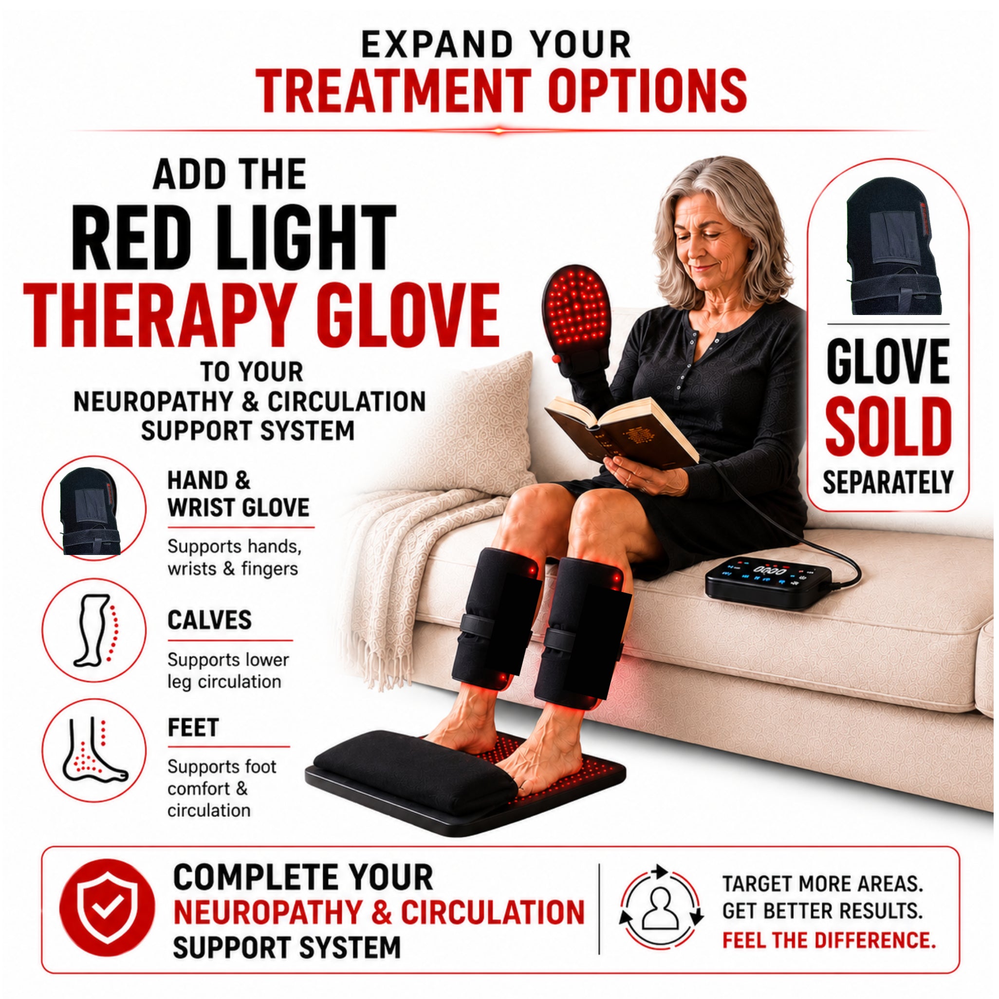 Red Light Pro Devices | Foot, Calf & Lower Back Therapy System – 4-Device Kit