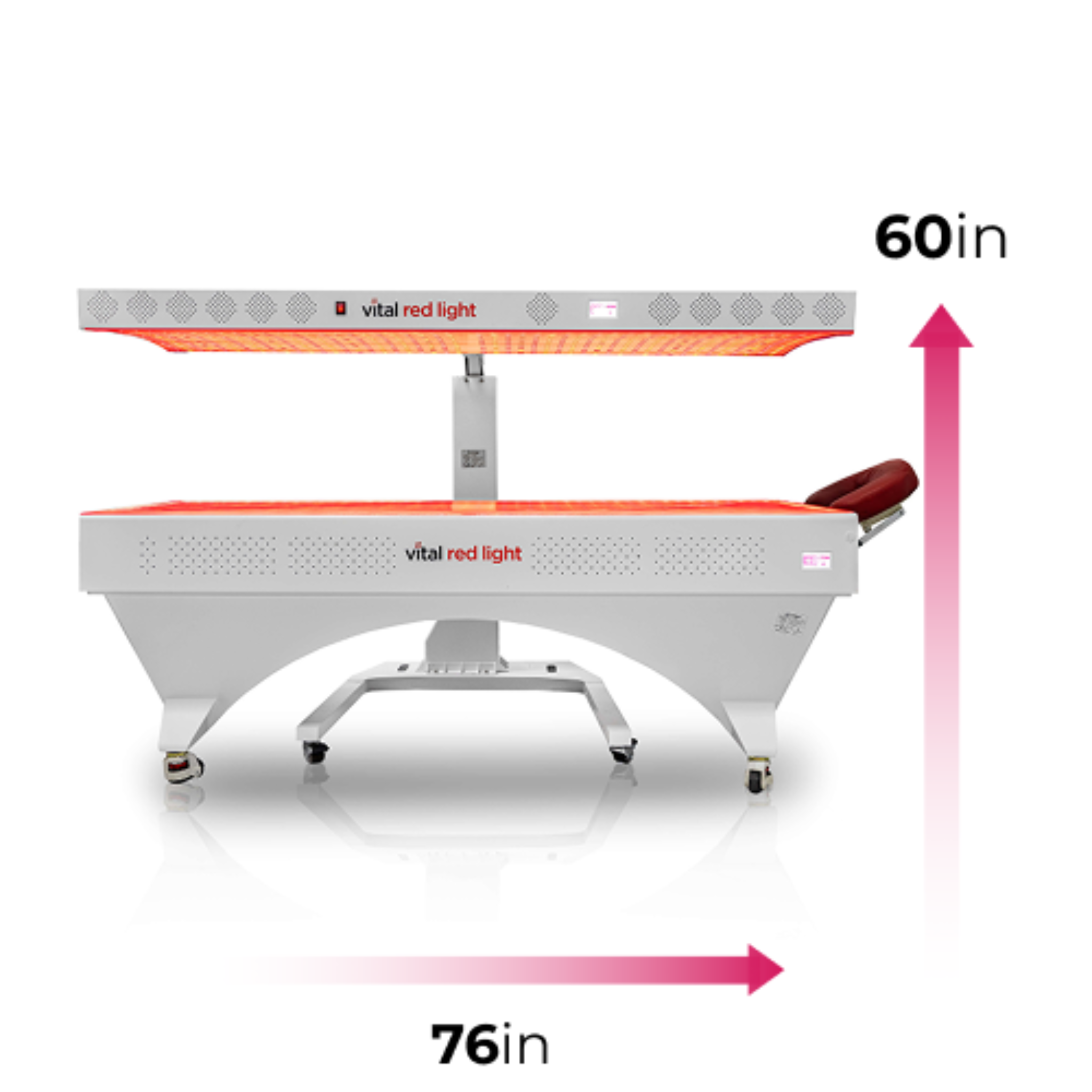 Vital Red Light therapy device with dimensions indicated on a white background