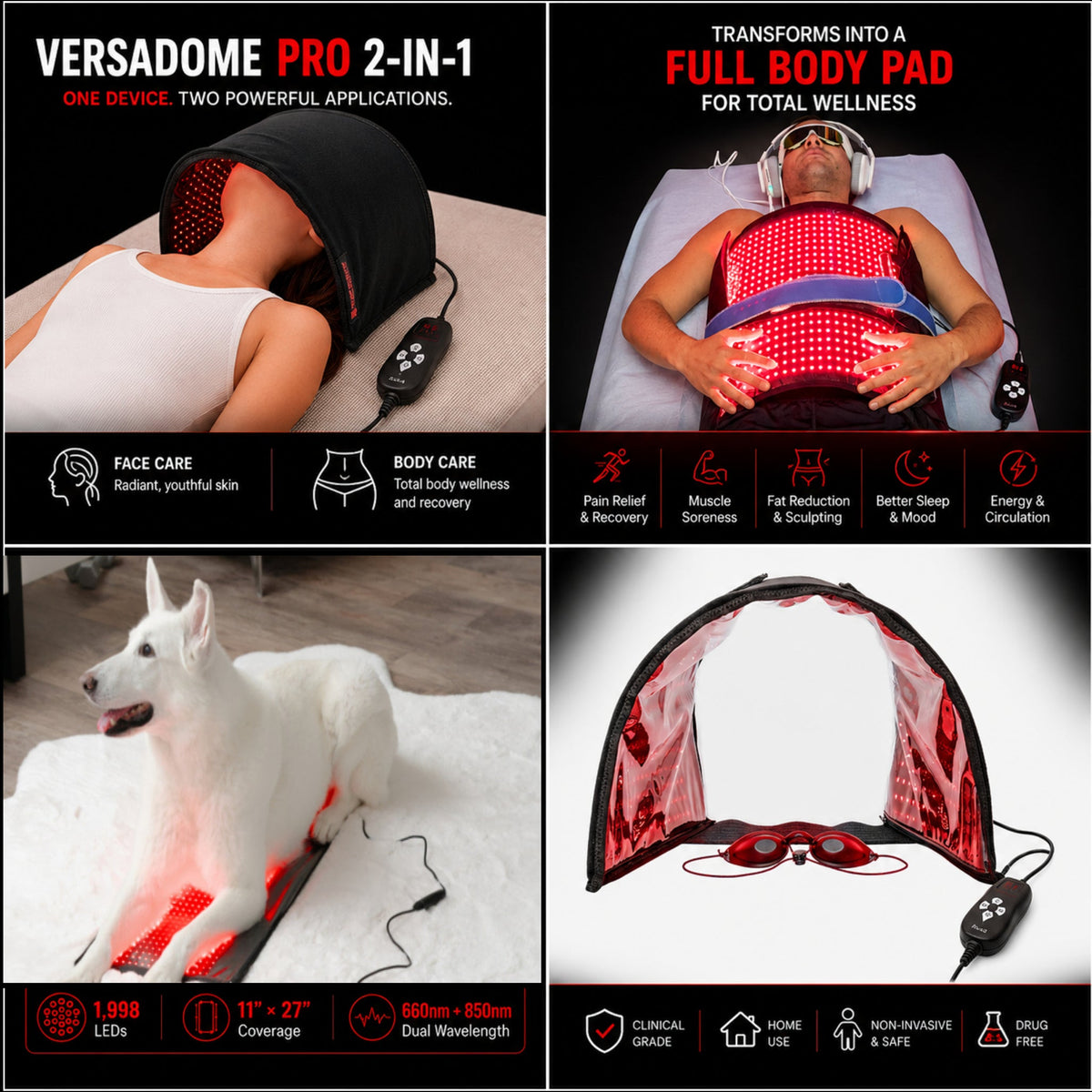 VersaDome Pro 2-in-1 Red Light Therapy Device